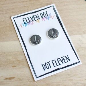 Grateful Dead Lightning Skull Newspaper Earrings